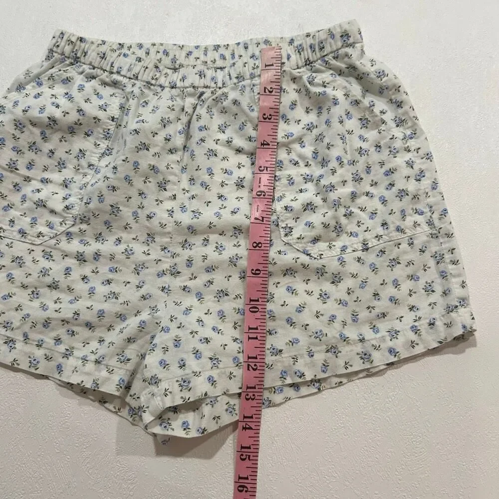 H&M Floral Lounge Pajama Shorts Size XL Blue Cottagecore Sleep Shorts